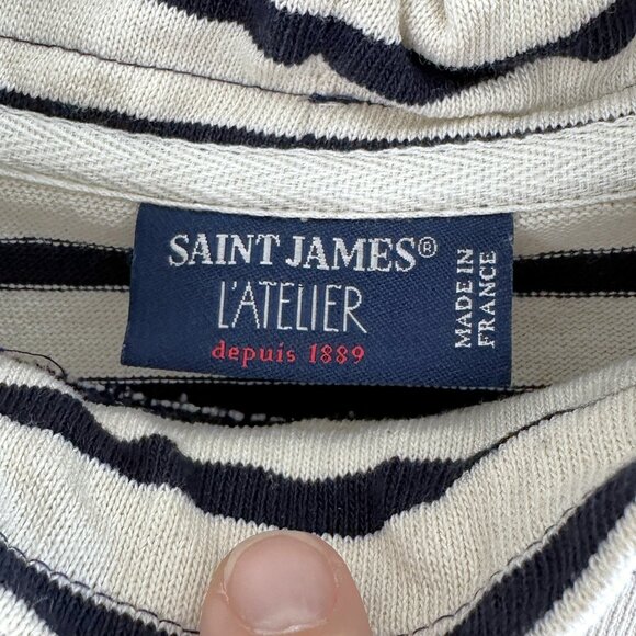 Saint James Blue and Cream Boxy Hoodie - Picture 4 of 9